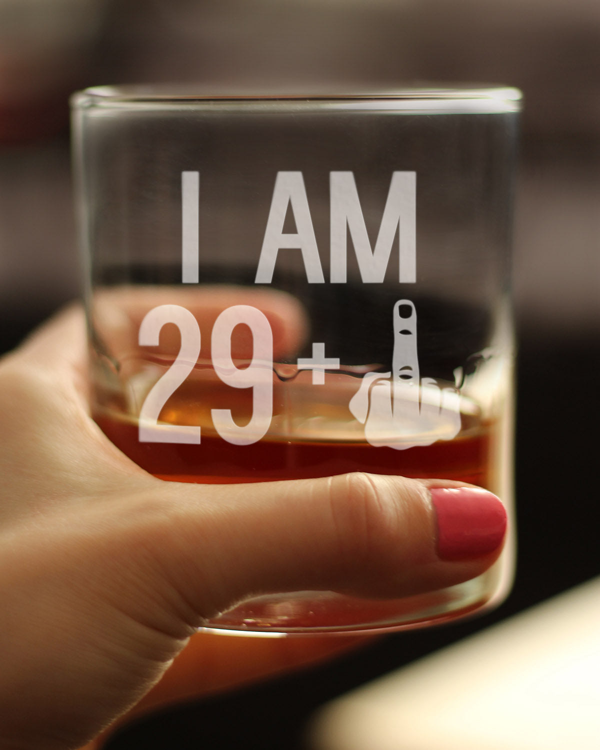 29 + 1 Middle Finger - Funny 30th Birthday Whiskey Rocks Glass Gifts for Men &amp; Women Turning 30 - Fun Whisky Drinking Tumbler