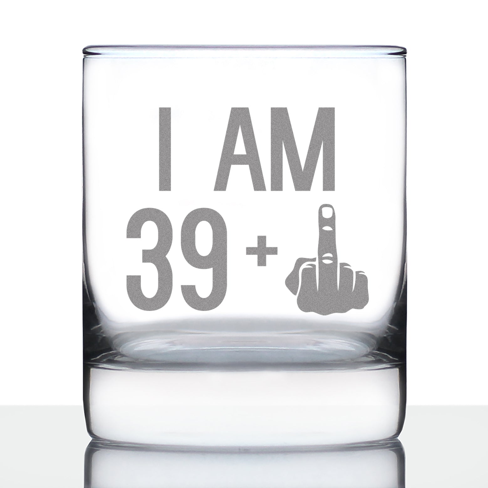 39 + 1 Middle Finger - Funny 40th Birthday Whiskey Rocks Glass Gifts for Men & Women Turning 40 - Fun Whisky Drinking Tumbler