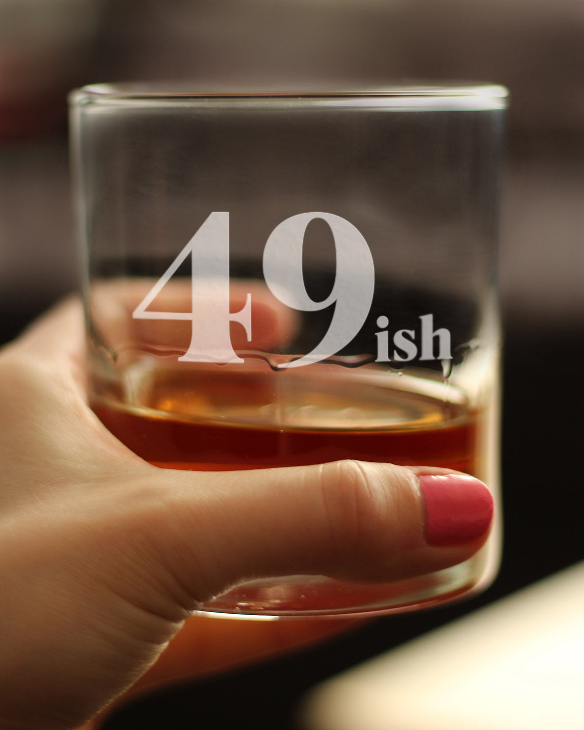 49ish - Funny 50th Birthday Whiskey Rocks Glass Gifts for Men &amp; Women Turning 50 - Fun Whisky Drinking Tumbler