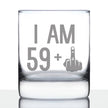 59 + 1 Middle Finger - Funny 60th Birthday Whiskey Rocks Glass Gifts for Men & Women Turning 60 - Fun Whisky Drinking Tumbler