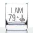 79 + 1 Middle Finger - Funny 80th Birthday Whiskey Rocks Glass Gifts for Men & Women Turning 80 - Fun Whisky Drinking Tumbler