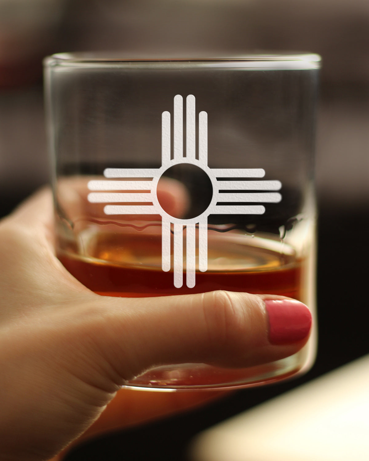 New Mexico Flag Whiskey Rocks Glass - State Themed Drinking Decor and Gifts for New Mexican Women &amp; Men - 10.25 Oz Whiskey Tumbler Glasses