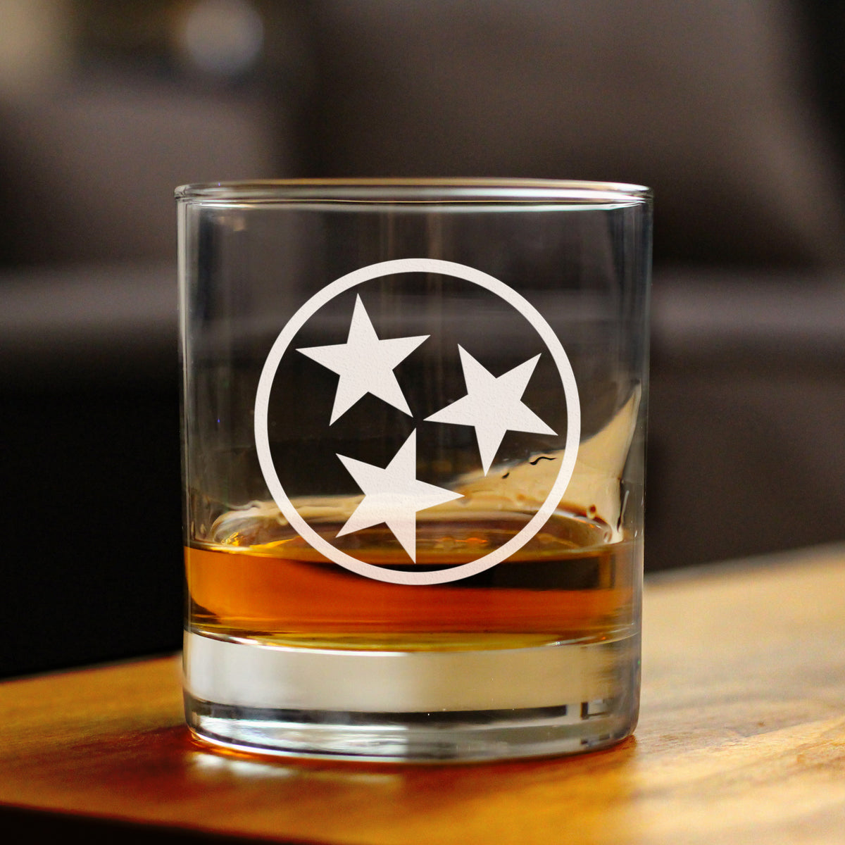 Tennessee Flag Whiskey Rocks Glass - State Themed Drinking Decor and Gifts for Tennessean Women &amp; Men - 10.25 Oz Whisky Tumbler Glasses