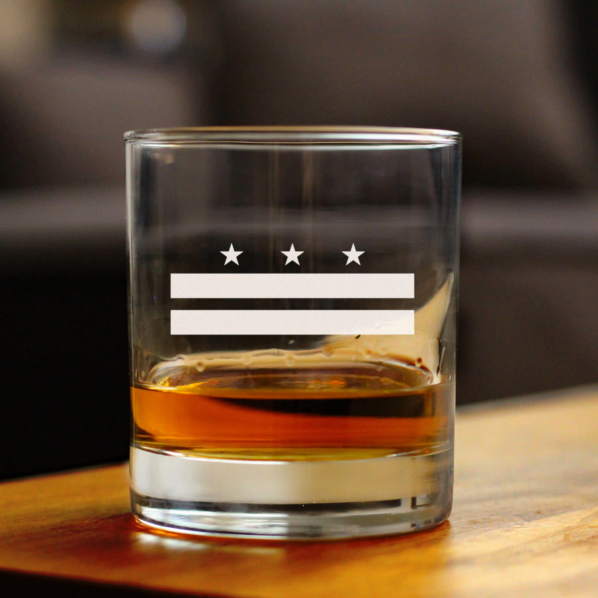 Washington DC Flag Whiskey Rocks Glass - State Themed Drinking Decor and Gifts for Washingtonian Women &amp; Men - 10.25 Oz Whisky Tumbler Glasses