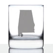 Alabama State Outline Whiskey Rocks Glass - State Themed Drinking Decor and Gifts for Alabaman Women & Men - 10.25 Oz Whisky Tumbler Glasses