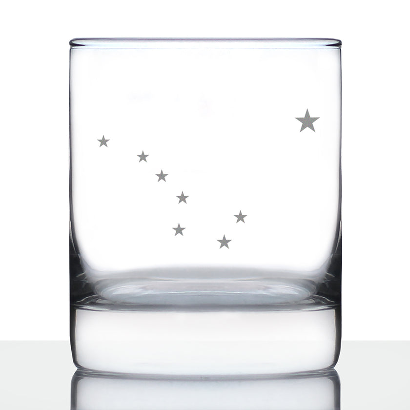 Alaska Flag Whiskey Rocks Glass - State Themed Drinking Decor and Gifts for Alaskan Women & Men - 10.25 Oz Whisky Tumbler Glasses