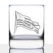 American Flag Whiskey Rocks Glass - USA Themed Drinking Decor and Gifts for Patriotic Women & Men - 10.25 Oz Whisky Tumbler Glasses