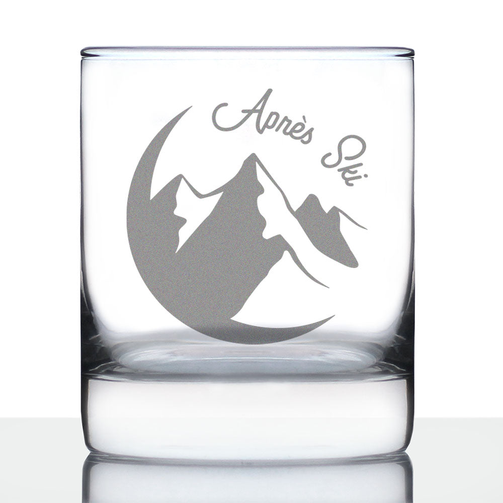 Apres Ski - Whiskey Rocks Glass - Unique Skiing Themed Decor and Gifts for Mountain Lovers - 10.25 Oz Glasses