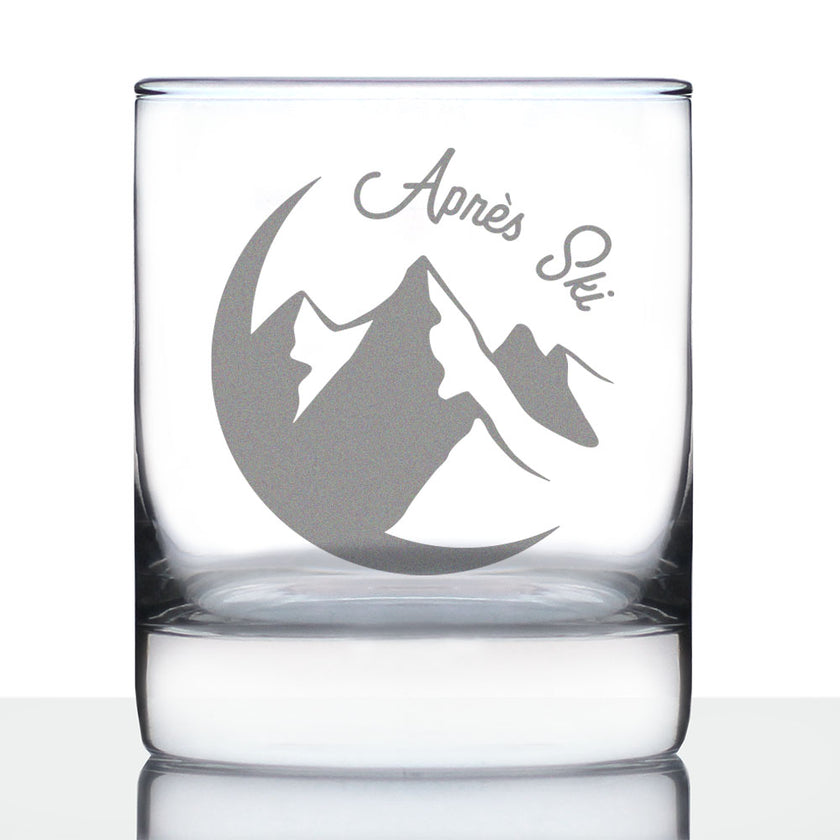 Apres Ski - Whiskey Rocks Glass - Unique Skiing Themed Decor and Gifts for Mountain Lovers - 10.25 Oz Glasses
