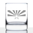 Arizona Flag Whiskey Rocks Glass - State Themed Drinking Decor and Gifts for Arizonan Women & Men - 10.25 Oz Whisky Tumbler Glasses