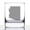 Arizona State Outline Whiskey Rocks Glass - State Themed Drinking Decor and Gifts for Arizonan Women & Men - 10.25 Oz Whisky Tumbler Glasses