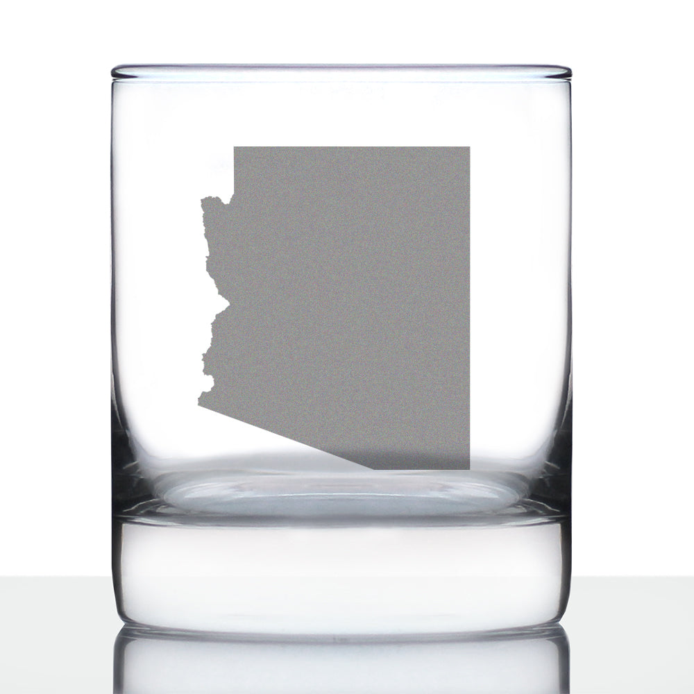Arizona State Outline Whiskey Rocks Glass - State Themed Drinking Decor and Gifts for Arizonan Women &amp; Men - 10.25 Oz Whisky Tumbler Glasses