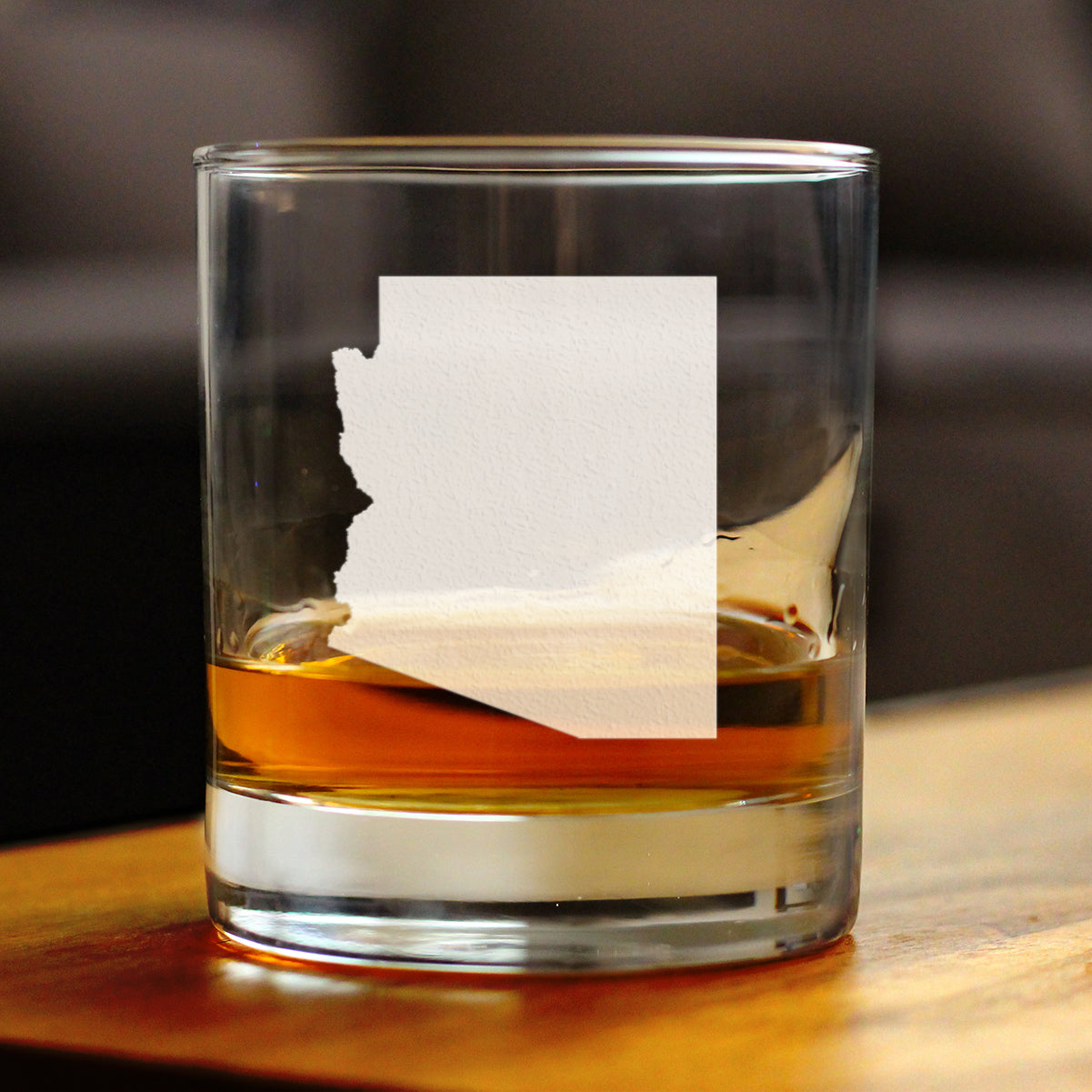Arizona State Outline Whiskey Rocks Glass - State Themed Drinking Decor and Gifts for Arizonan Women & Men - 10.25 Oz Whisky Tumbler Glasses
