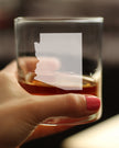 Arizona State Outline Whiskey Rocks Glass - State Themed Drinking Decor and Gifts for Arizonan Women & Men - 10.25 Oz Whisky Tumbler Glasses