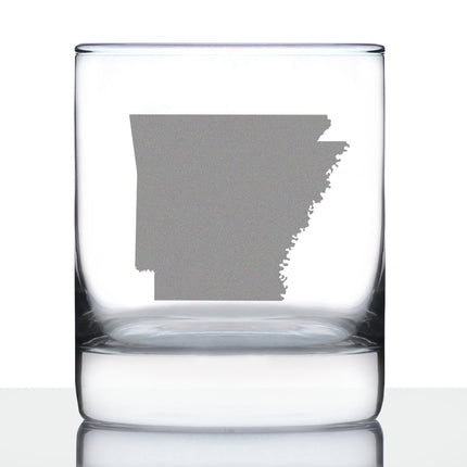 Arkansas State Outline Whiskey Rocks Glass - State Themed Drinking Decor and Gifts for Arkansans & Arkansawyer Women & Men - 10.25 Oz Whisky Tumbler Glasses