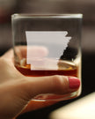 Arkansas State Outline Whiskey Rocks Glass - State Themed Drinking Decor and Gifts for Arkansans & Arkansawyer Women & Men - 10.25 Oz Whisky Tumbler Glasses