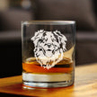 Australian Shepherd Face Whiskey Rocks Glass - Unique Dog Themed Decor and Gifts for Moms & Dads of Aussies - 10.25 Oz