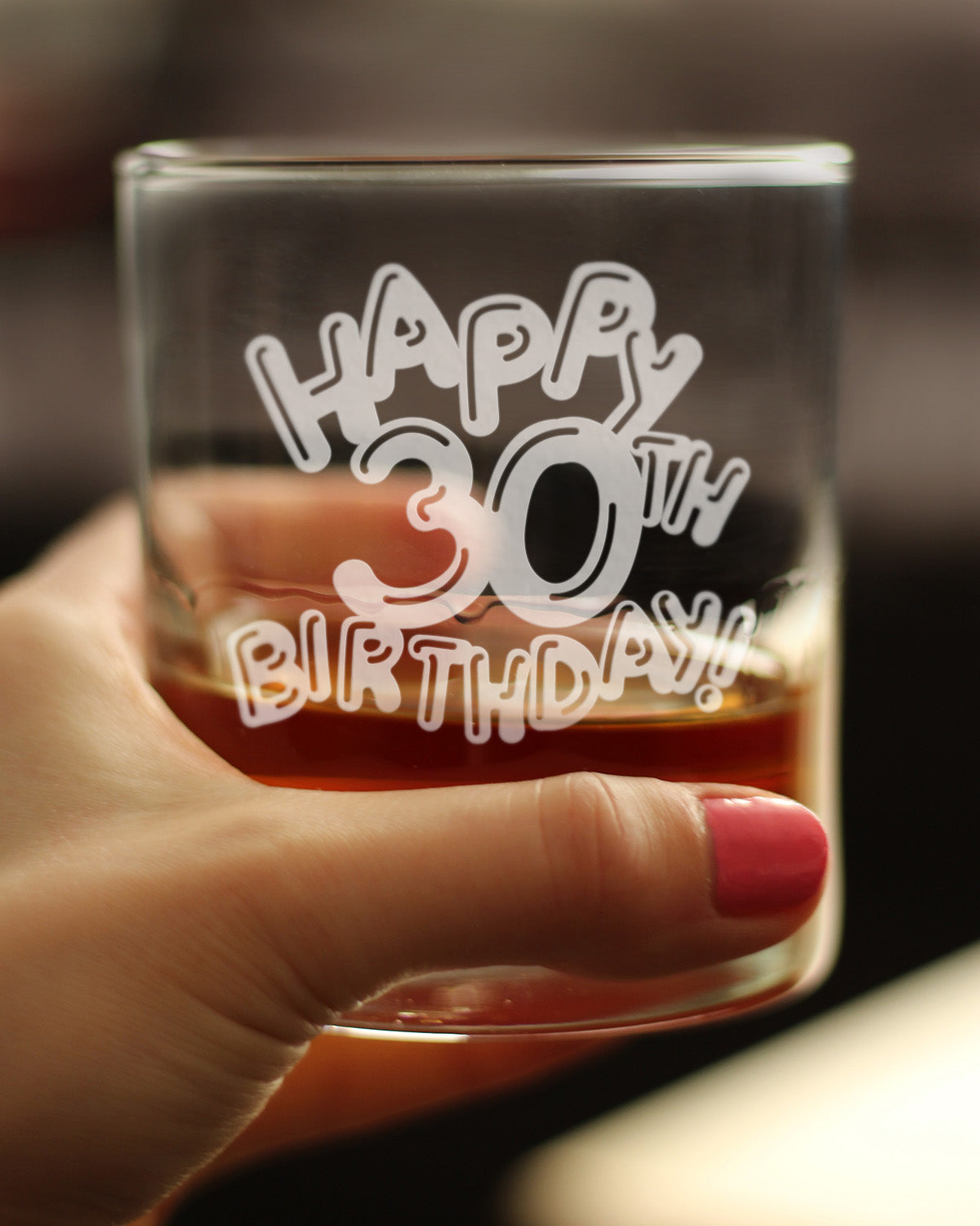 Happy 30th Birthday Balloons - Whiskey Rocks Glass Gifts for Men & Women Turning 30 - Fun Retro Bday Whisky Drinking Tumbler