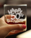 Happy 50th Birthday Balloons - Whiskey Rocks Glass Gifts for Men & Women Turning 50 - Fun Retro Bday Whisky Drinking Tumbler