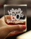 Happy 60th Birthday Balloons - Whiskey Rocks Glass Gifts for Men & Women Turning 60 - Fun Retro Bday Whisky Drinking Tumbler