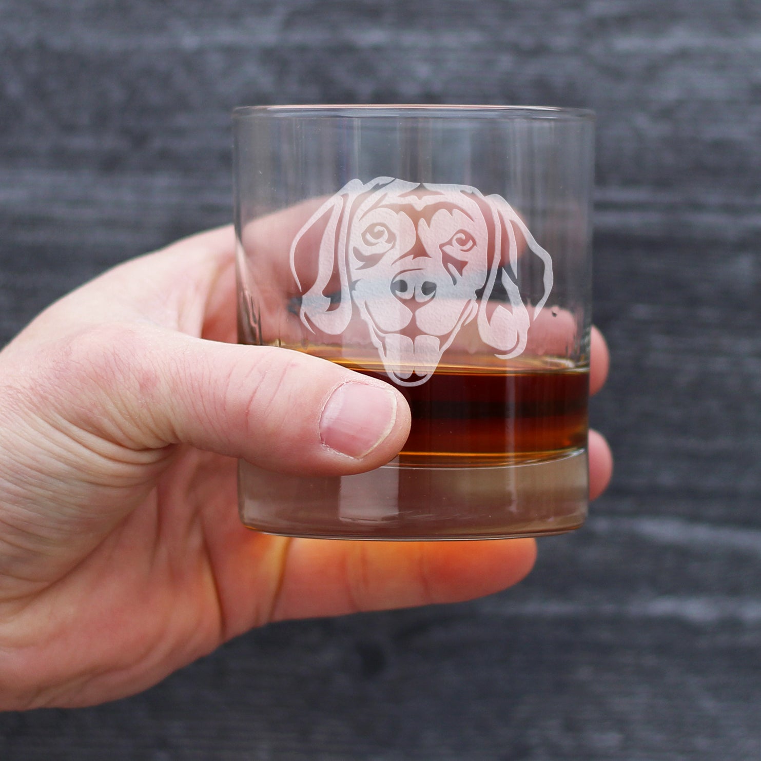 Happy Beagle Whiskey Rocks Glass - Fun Dog Themed Decor and Gifts for Moms & Dads of Beagles - 10.25 Oz Glasses