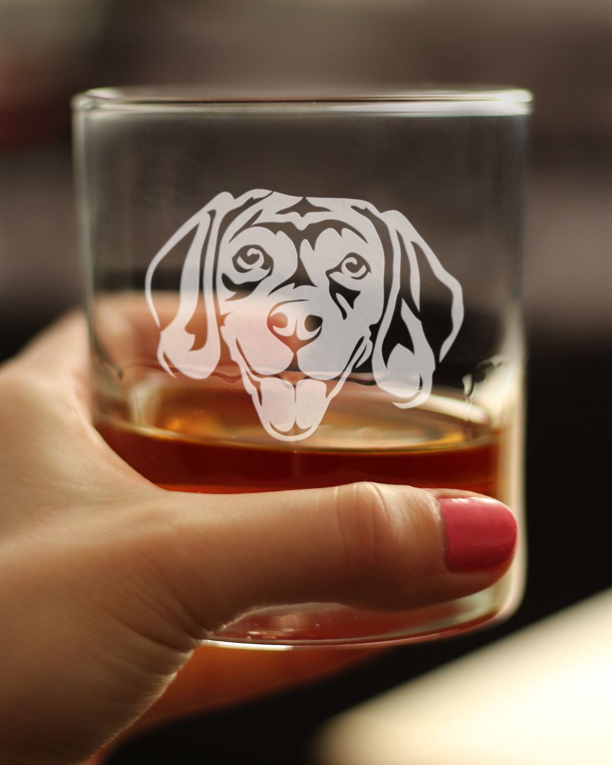 Happy Beagle Whiskey Rocks Glass - Fun Dog Themed Decor and Gifts for Moms &amp; Dads of Beagles - 10.25 Oz Glasses