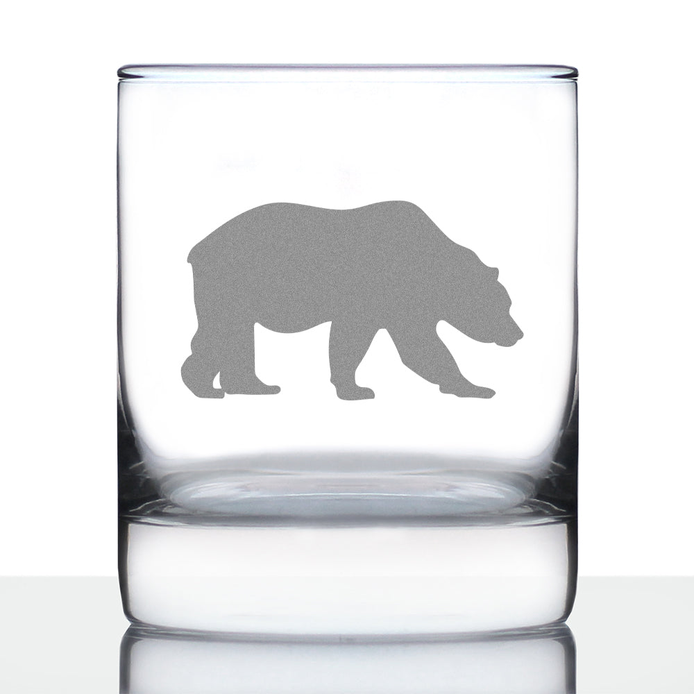Bear Whiskey Rocks Glass - Cabin Themed Gifts or Rustic Decor for Men and Women - Fun Whisky Drinking Tumbler - 10.25 oz