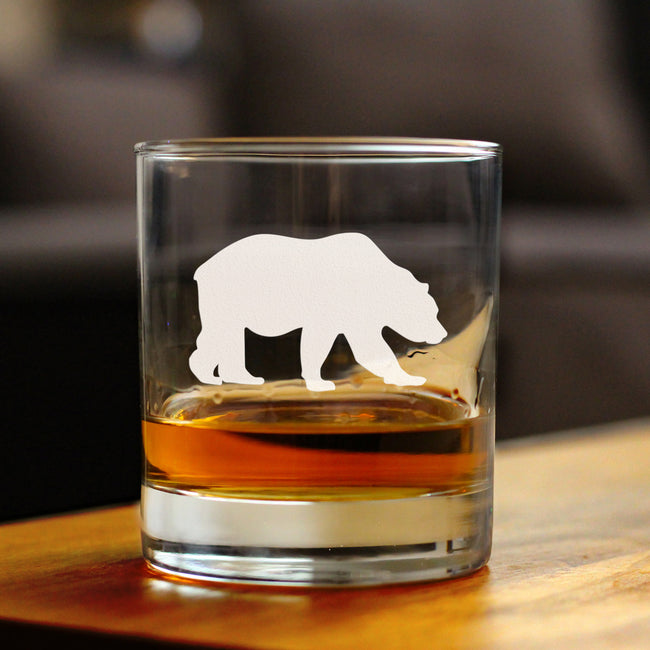 Bear Whiskey Rocks Glass - Cabin Themed Gifts or Rustic Decor for Men and Women - Fun Whisky Drinking Tumbler - 10.25 oz