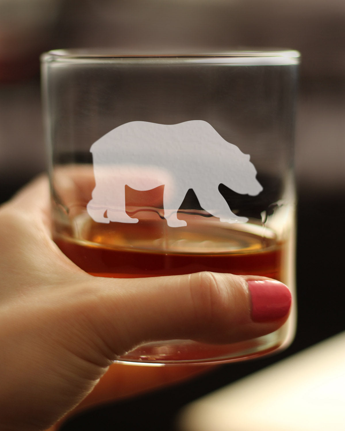 Bear Whiskey Rocks Glass - Cabin Themed Gifts or Rustic Decor for Men and Women - Fun Whisky Drinking Tumbler - 10.25 oz