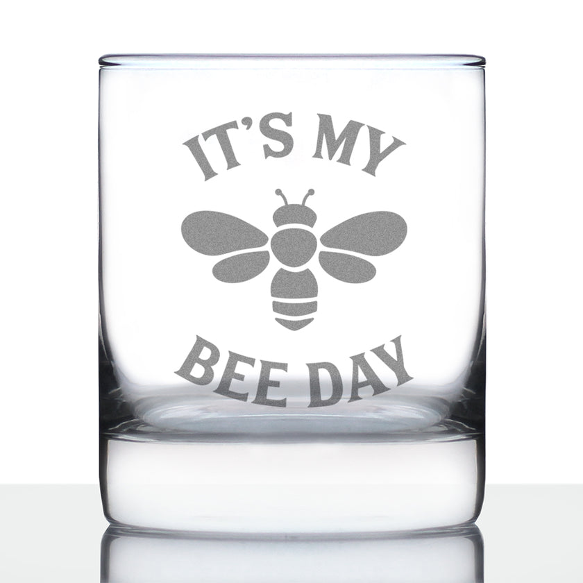 Bee Day - Whiskey Rocks Glass - Unique Bee Themed Gifts and Party Decor for Women and Men - 10.25 Oz
