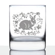 Berry Patch Bunny Rabbit - Whiskey Rocks Glass - Hand Engraved Gifts for Men & Women That Love Bunnies
