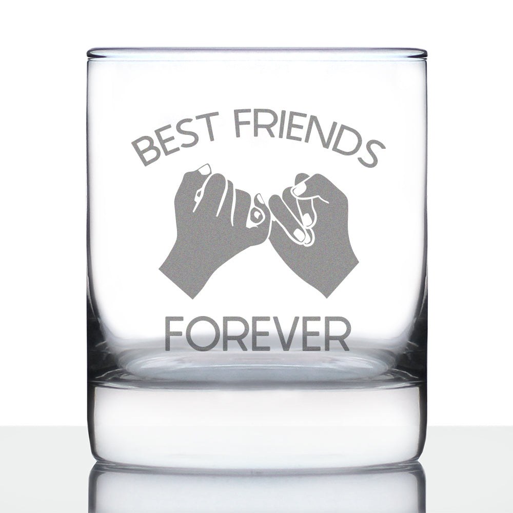 Best Friends Forever - Whiskey Rocks Glass - Cute Funny Farewell Gift For BFF Moving Away - Pinky Promise - 10.25 Oz Glasses