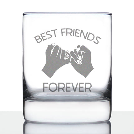Best Friends Forever - Whiskey Rocks Glass - Cute Funny Farewell Gift For BFF Moving Away - Pinky Promise - 10.25 Oz Glasses