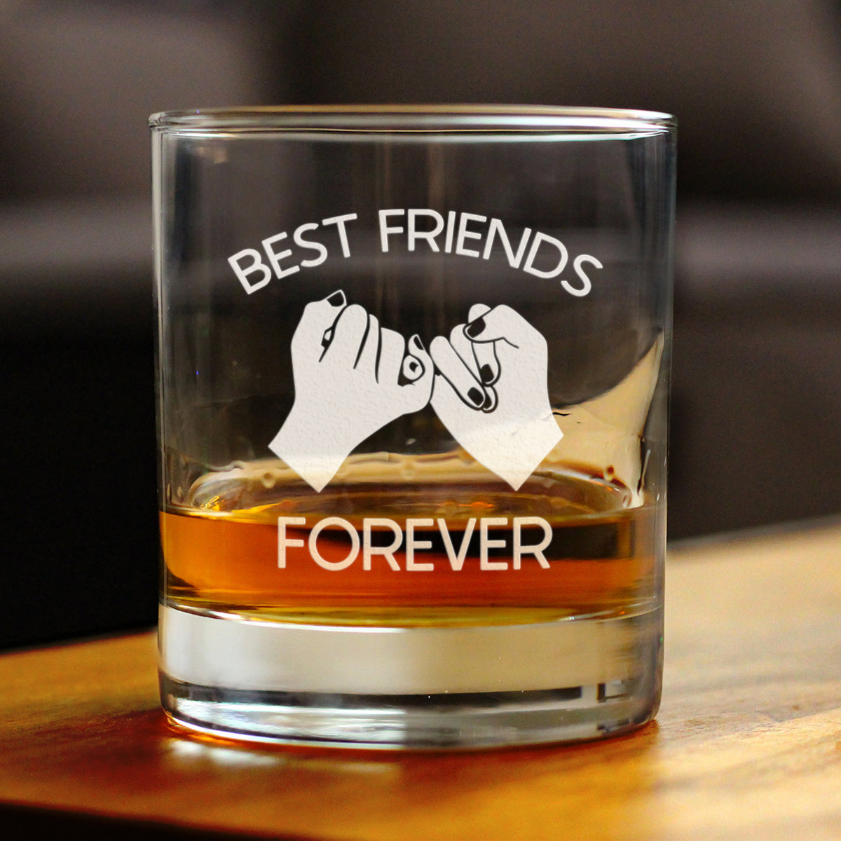 Best Friends Forever - Whiskey Rocks Glass - Cute Funny Farewell Gift For BFF Moving Away - Pinky Promise - 10.25 Oz Glasses