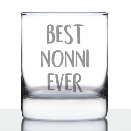 Best Nonni Ever 10 oz Rocks Glass or Old Fashioned Glass - Reveal Gift for New Grandmothers, Mother's Day or Birthday Gift for Nonni