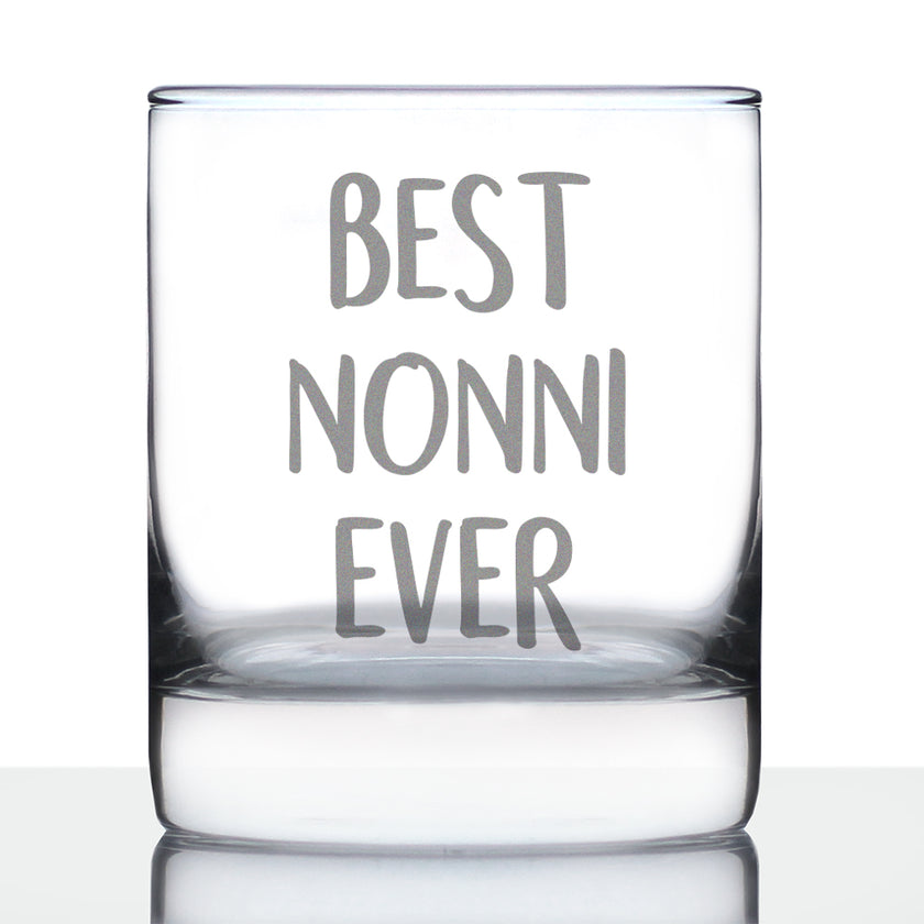 Best Nonni Ever 10 oz Rocks Glass or Old Fashioned Glass - Reveal Gift for New Grandmothers, Mother's Day or Birthday Gift for Nonni