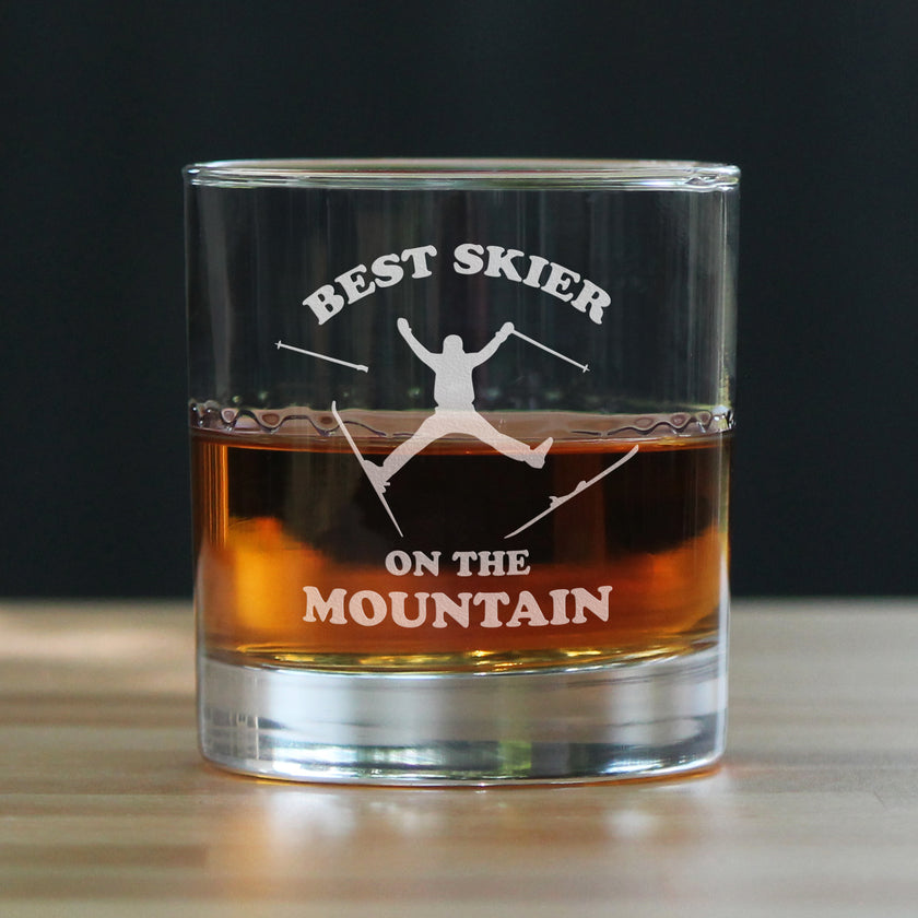 Best Skier - Whiskey Rocks Glass - Unique Skiing Themed Decor and Gifts for Mountain Lovers - 10.25 Oz Glasses