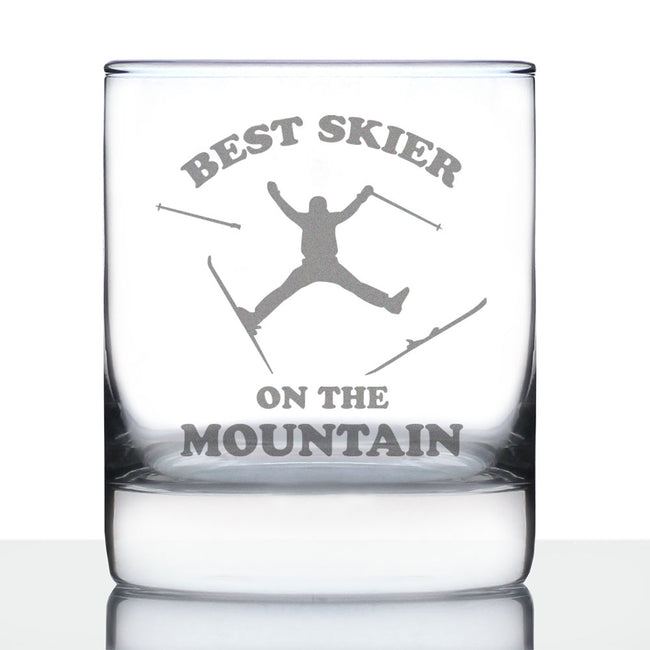 Best Skier - Whiskey Rocks Glass - Unique Skiing Themed Decor and Gifts for Mountain Lovers - 10.25 Oz Glasses