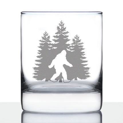 Bigfoot Engraved 10 Oz Rocks or Old Fashioned Whiskey Glass, Unique Sasquatch Themed Gifts, Funny Gift Idea for Outdoorsmen