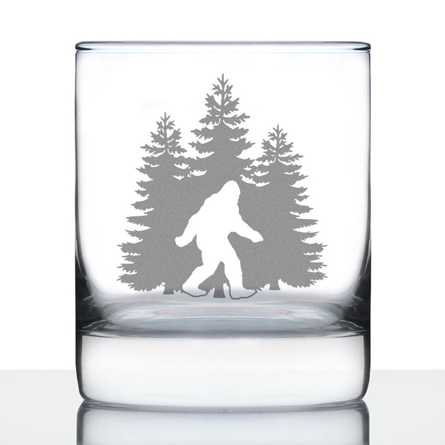 Bigfoot Engraved 10 Oz Rocks or Old Fashioned Whiskey Glass, Unique Sasquatch Themed Gifts, Funny Gift Idea for Outdoorsmen