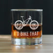 I'd Bike That - Whiskey Rocks Glass - Cool Bicycle Themed Decor and Gifts for Outdoor Lovers - 10.25 Oz Glasses