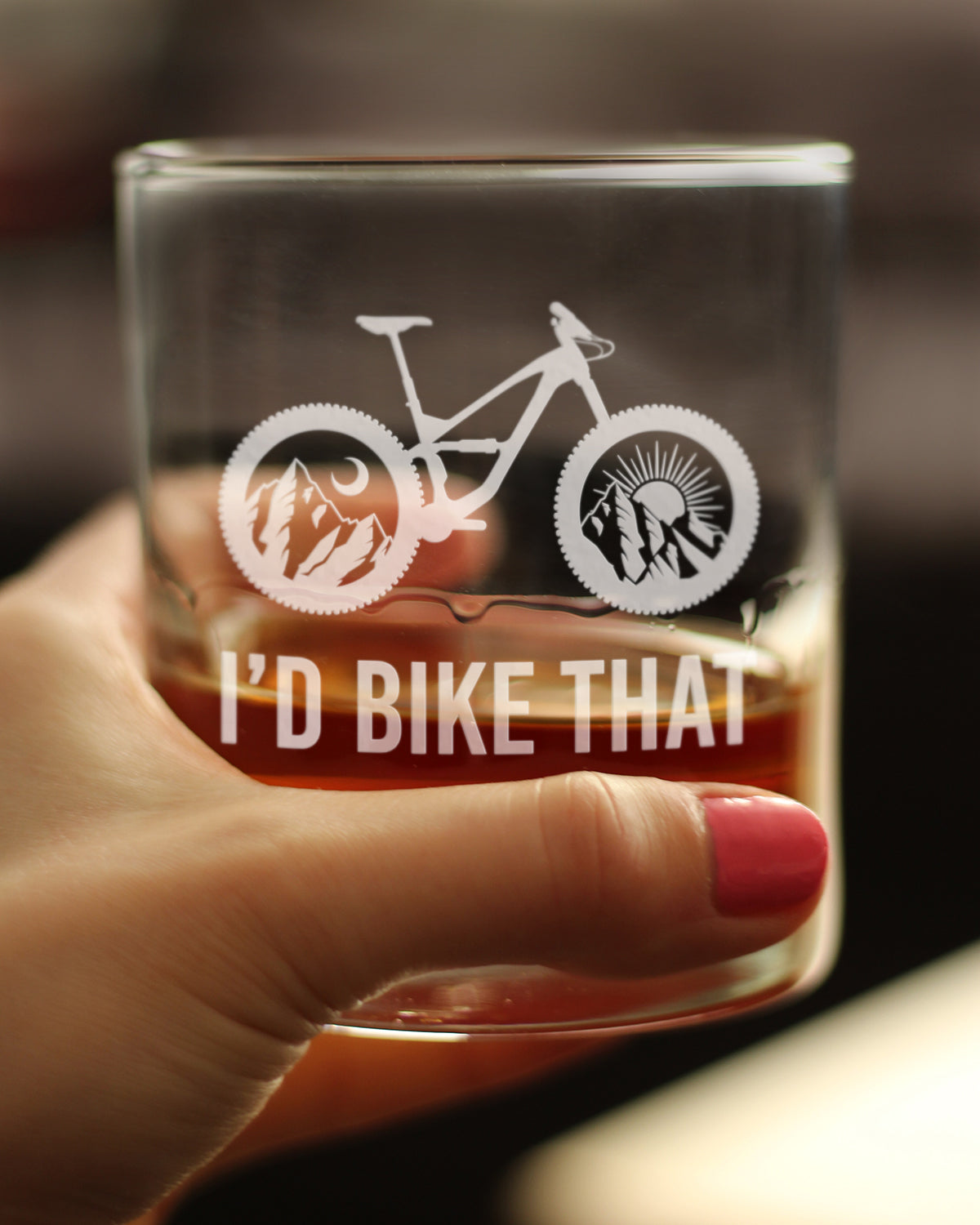 I&#39;d Bike That - Whiskey Rocks Glass - Cool Bicycle Themed Decor and Gifts for Outdoor Lovers - 10.25 Oz Glasses