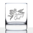 Birthday Girl - Whiskey Rocks Glass Birthday Gifts Women - Fun Retro Bday Whisky Drinking Tumbler