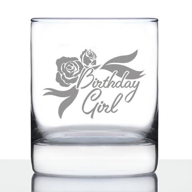 Birthday Girl - Whiskey Rocks Glass Birthday Gifts Women - Fun Retro Bday Whisky Drinking Tumbler