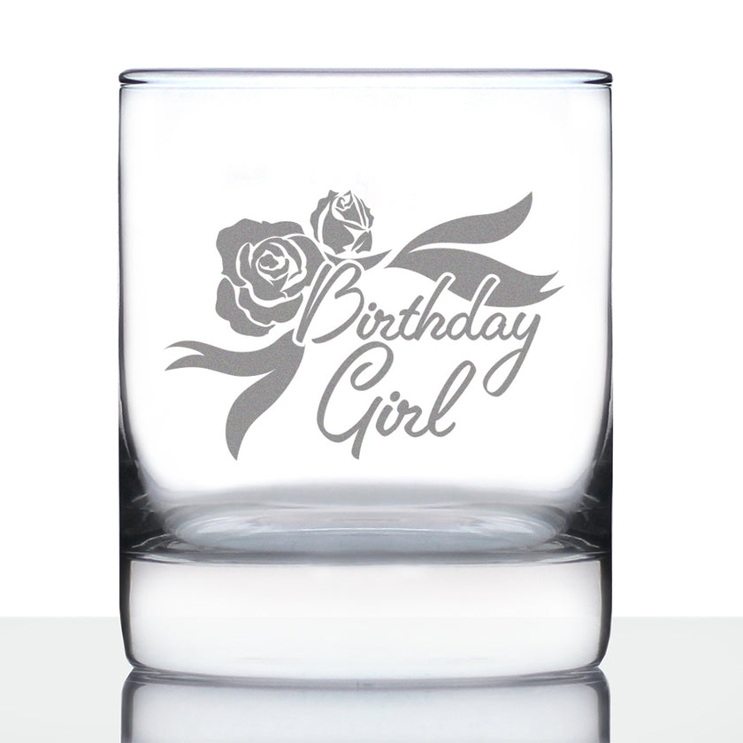 Birthday Girl - Whiskey Rocks Glass Birthday Gifts Women - Fun Retro Bday Whisky Drinking Tumbler