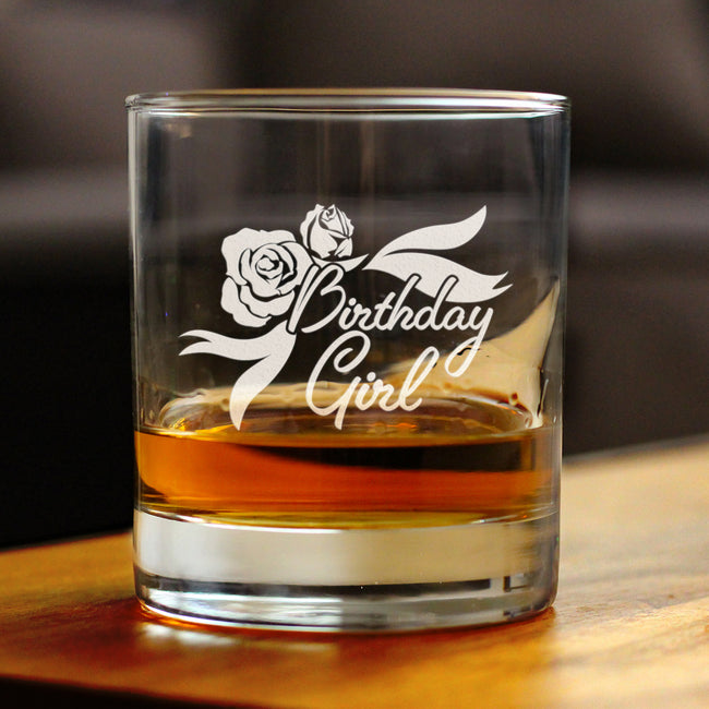 Birthday Girl - Whiskey Rocks Glass Birthday Gifts Women - Fun Retro Bday Whisky Drinking Tumbler
