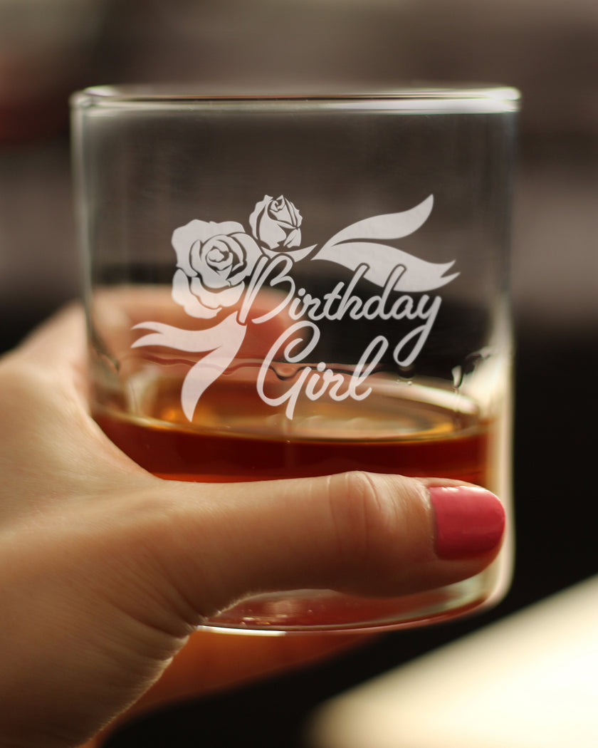 Birthday Girl - Whiskey Rocks Glass Birthday Gifts Women - Fun Retro Bday Whisky Drinking Tumbler