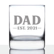 Dad Est 2021 - New Father Whiskey Rocks Glass Gift for First Time Parents - Bold 10.25 Oz Glasses