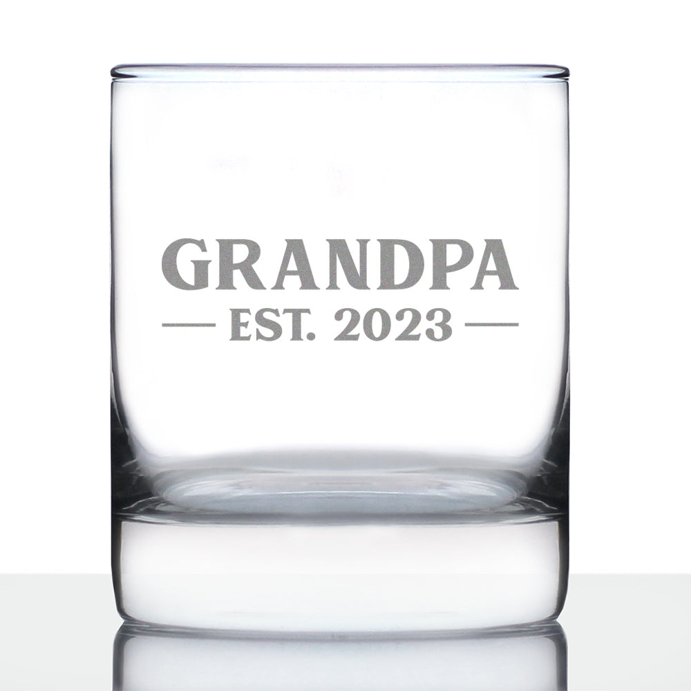 Grandpa Est. 2023 - Bold - 10 Ounce Rocks Glass