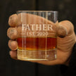 Father Est 2020 - New Dad Whiskey Rocks Glass Gift for First Time Daddy - Bold Engraved Whisky Drinking Glasses